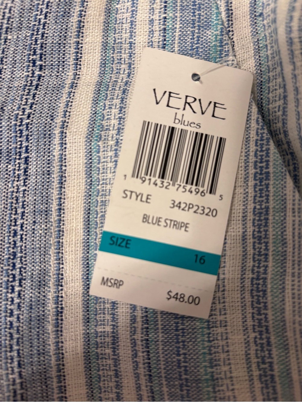 Striped Blue Linen-Blend Women's Shorts by Verve - Picture 4 of 4